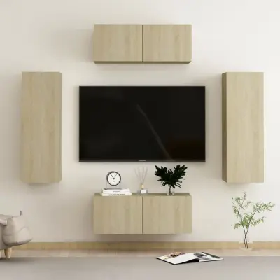 The Living Store Komplet TV omaric 4-delni sonoma hrast inženirski les - TV Omarica