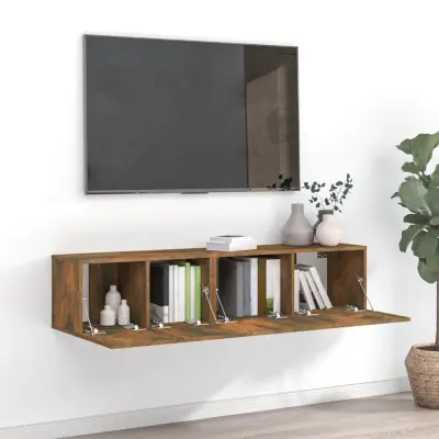 The Living Store Komplet TV omaric 2-delni dimljen hrast inženirski les - Komplet TV Omaric