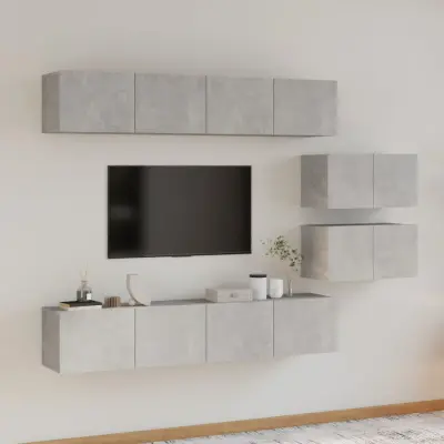 The Living Store Komplet TV omaric 6-delni betonsko siv inženirski les - Komplet TV Omaric
