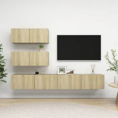 The Living Store Komplet TV omaric 4-delni sonoma hrast inženirski les - Komplet TV Omaric
