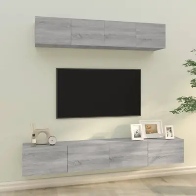 The Living Store Komplet TV omaric 4-delni siva sonoma inženirski les - Komplet TV Omaric