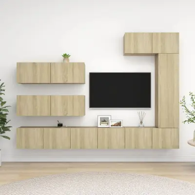The Living Store Komplet TV omaric 7-delni sonoma hrast inženirski les - Komplet TV Omaric