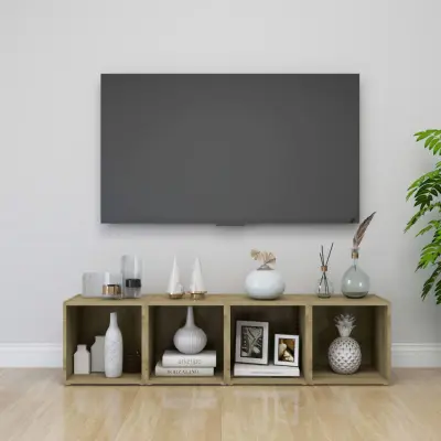 The Living Store TV omarice 4 kosi sonoma hrast 37x35x37 cm iverna plošča - TV Omarica