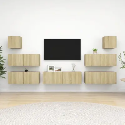 The Living Store Komplet TV omaric 7-delni sonoma hrast konstruiran les - Komplet TV Omaric