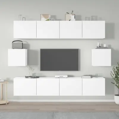 The Living Store Komplet TV omaric 6-delni bel inženirski les - Komplet TV Omaric