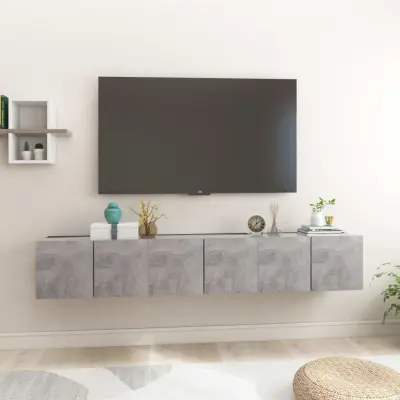 The Living Store Viseče TV omarice 3 kosi betonsko sive 60x30x30 cm iverna pl. - TV Omarica