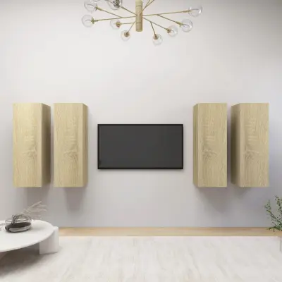 The Living Store TV omarice 4 kosi sonoma hrast 30,5x30x90 cm iverna plošča - TV Omarica