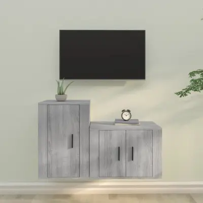 The Living Store Komplet TV omaric 2-delni siv sonoma inženirski les - Komplet TV Omaric