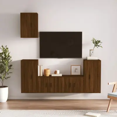 The Living Store Komplet TV omaric 5-delni rjav hrast inženirski les - Komplet TV Omaric