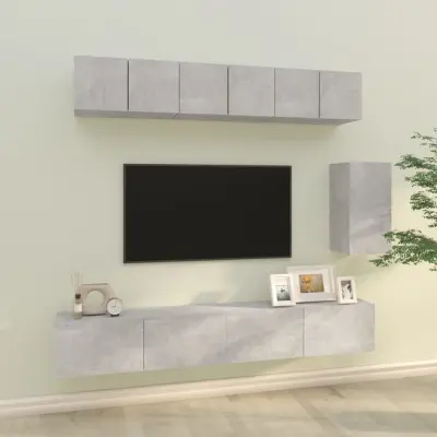 The Living Store Komplet TV omaric 6-delni betonsko siv inženirski les - Komplet TV Omaric