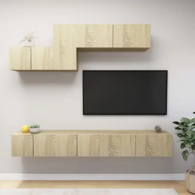The Living Store Komplet TV omaric 6-delni sonoma hrast iverna plošča - Komplet TV Omaric