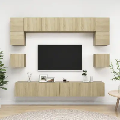 The Living Store Komplet TV omaric 8-delni sonoma hrast inženirski les - Komplet TV Omaric