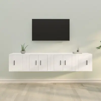 The Living Store Komplet TV omaric 4-delni bel inženirski les - Komplet TV Omaric