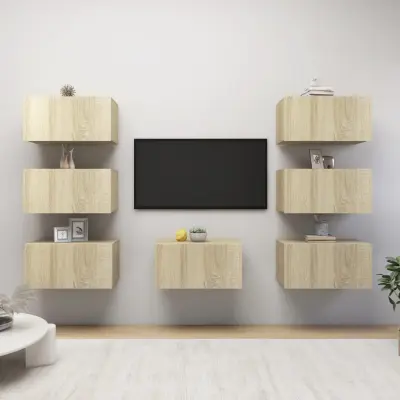 The Living Store TV omarice 7 kosov sonoma hrast 30,5x30x60 cm iverna plošča - TV Omarica