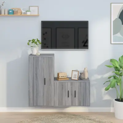 The Living Store Komplet TV omaric 2-delni siv sonoma inženirski les - Komplet TV Omaric