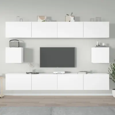 The Living Store Komplet TV omaric 6-delni bel inženirski les - Komplet TV Omaric