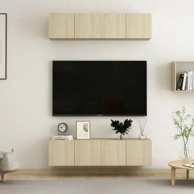 The Living Store TV omarice 4 kosi sonoma hrast 60x30x30 cm iverna plošča - TV Omarica