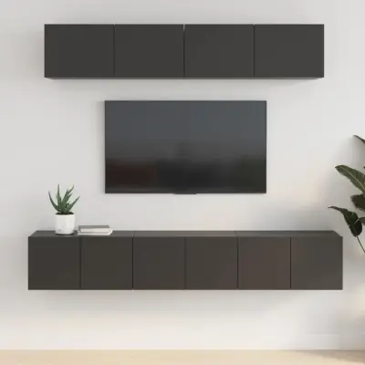 The Living Store Komplet TV omaric 5-delni črn inženirski les - Komplet TV Omaric