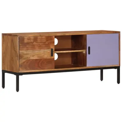 The Living Store TV omarica medeno rjava in siva 110x30x50 cm trden akacijev les - TV Omarica