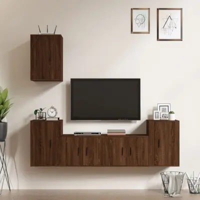 The Living Store Komplet TV omaric 5-delni rjav hrast inženirski les - Komplet TV Omaric