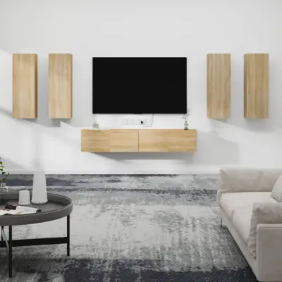The Living Store Komplet TV omaric 6-delni sonoma hrast inženirski les - Komplet TV Omaric