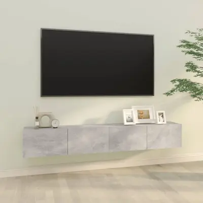The Living Store TV omarica 2 kosa betonsko siva 100x30x30 cm konstruiran les - Stenska TV Omarica