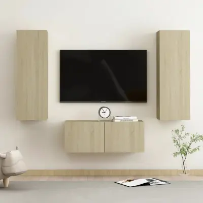 The Living Store Komplet TV omaric 3-delni sonoma hrast inženirski les - TV Omarica