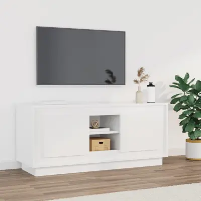 The Living Store TV omarica visok sijaj bela 102x35x45 cm inženirski les - TV Omarica