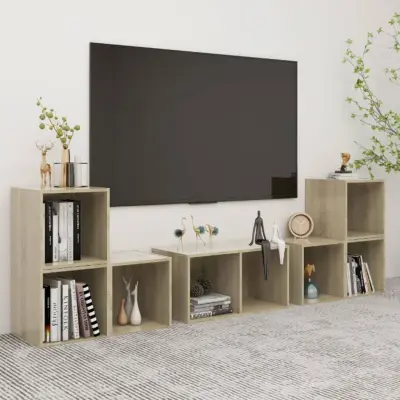 The Living Store Komplet TV omaric 6-delni sonoma hrast iverna plošča - Komplet TV Omaric