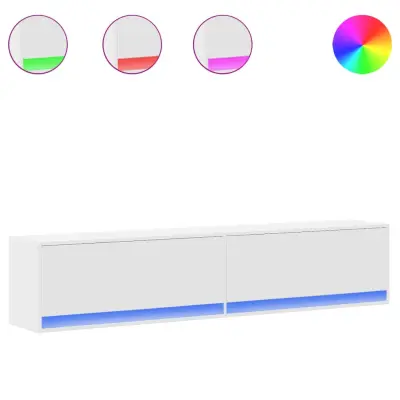 vidaXL Stenska TV omarica z LED lučkami bela 180x31x38 cm