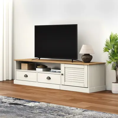 The Living Store TV omarica VIGO bela 156x40x40 cm trdna borovina - TV Omarica