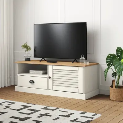 The Living Store TV omarica VIGO bela 106x40x40 cm trdna borovina - TV Omarica