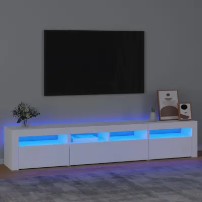 The Living Store TV omarica z LED lučkami bela 210x35x40 cm - TV Omarica