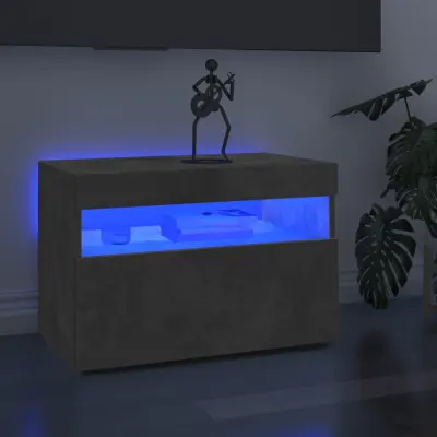 The Living Store TV omarica z LED lučkami 2 kosa betonsko siva 60x35x40 cm - TV Omarica