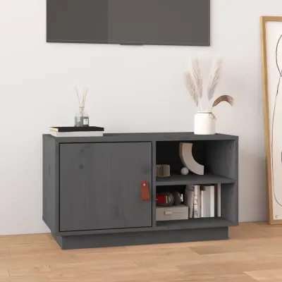 The Living Store TV omarica siva 70x34x40 cm trdna borovina - TV Omarica