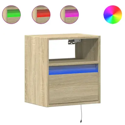 vidaXL Stenska TV omarica z LED lučkami sonoma hrast 41x31x45 cm