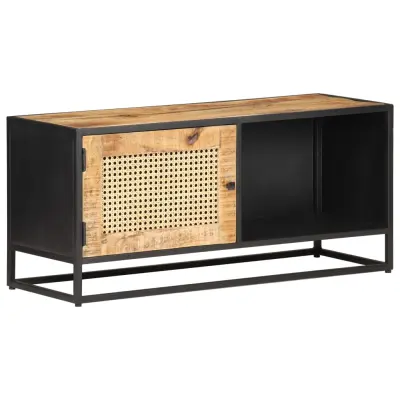 The Living Store TV omarica 90x30x40 cm robusten mangov les in naravni trst - TV Omarica