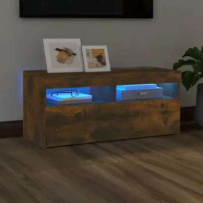 The Living Store TV omarica z LED lučkami dimljeni hrast 90x35x40 cm - TV Omarica