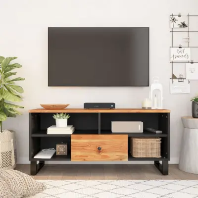 The Living Store TV omarica 100x33x46 cm trden akacijev les in inženirski les - TV Omarica