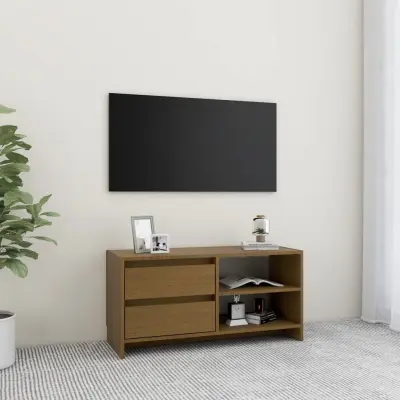The Living Store TV omarica medeno rjava 80x31x39 cm trdna borovina - TV Omarica