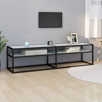 The Living Store TV omarica beli marmor 160x40x40,5 cm kaljeno steklo - TV Omarica