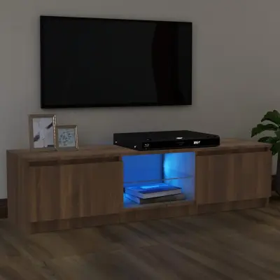 The Living Store TV omarica z LED lučkami rjavi hrast 120x30x35,5 cm - TV Omarica