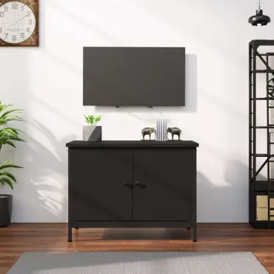 The Living Store TV omarica z vrati črna 60x35x45 cm inženirski les - TV Omarica