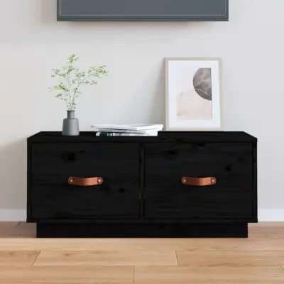 The Living Store TV omarica črna 80x34x35 cm trdna borovina - TV Omarica