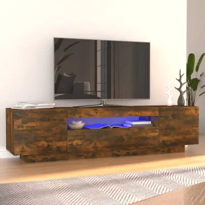 The Living Store TV omarica z LED lučkami dimljeni hrast 160x35x40 cm - TV Omarica