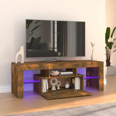 The Living Store TV omarica z LED lučkami dimljeni hrast 120x35x40 cm - TV Omarica