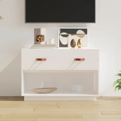 The Living Store TV omarica bela 90x40x60 cm trdna borovina - TV Omarica
