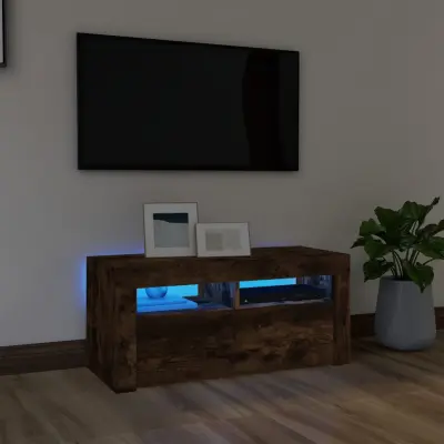 The Living Store TV omarica z LED lučkami dimljeni hrast 90x35x40 cm - TV Omarica