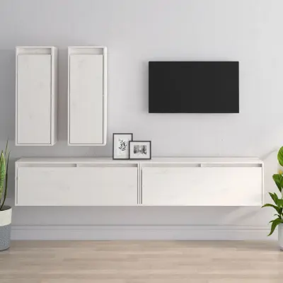 The Living Store TV omarica 4 kosi bela trdna borovina - TV Omarica