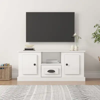 The Living Store TV omarica visok sijaj bela 100x35,5x45 cm inženirski les - TV Omarica